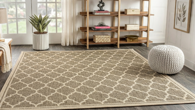 Jonathan Y Moroccan trellis brown beige indoor outdoor area rug under 100 dollars